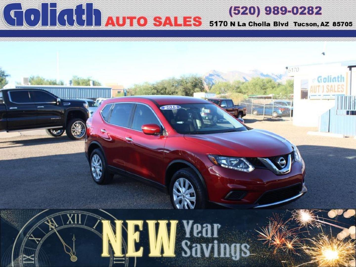 2015 Nissan Rogue S 2WD (KNMAT2MT9FP) with an 2.5L L4 DOHC 16V engine, Continuously Variable Transmission transmission, located at 5170 N La Cholla Blvd, Tucson, AZ, 85705, (520) 989-0282, 32.228245, -111.011742 - 2015 Nissan Rogue - Photo#0