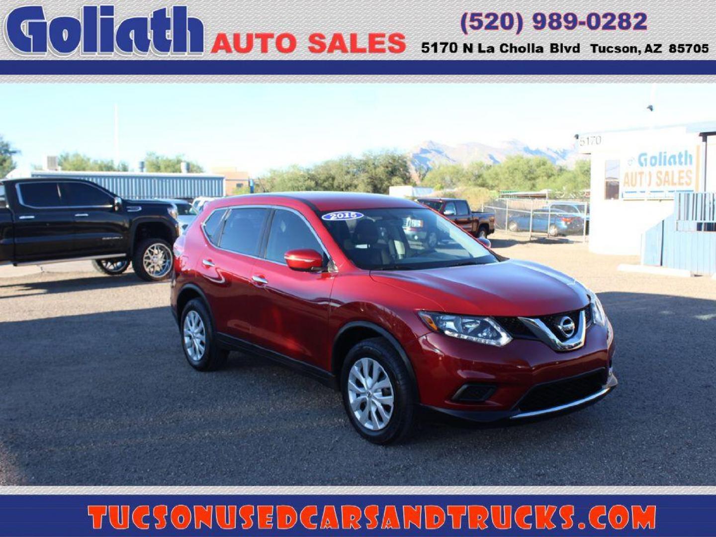 2015 Nissan Rogue S 2WD (KNMAT2MT9FP) with an 2.5L L4 DOHC 16V engine, Continuously Variable Transmission transmission, located at 5170 N La Cholla Blvd, Tucson, AZ, 85705, (520) 989-0282, 32.228245, -111.011742 - 2015 Nissan Rogue - Photo#1